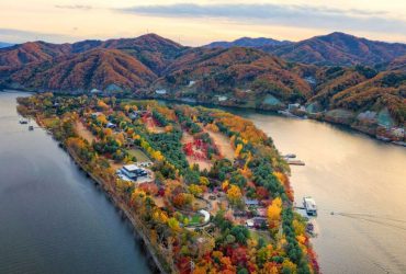 Đảo Nami nhìn từ trên cao như một chiếc thuyền lá